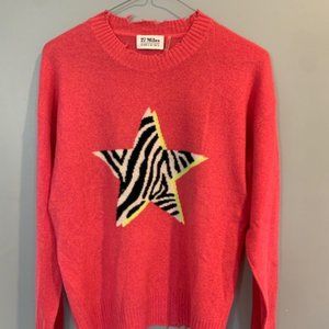 27 MILES MALIBU HOT PINK STAR CASHMERE SWEATER SIZE SM